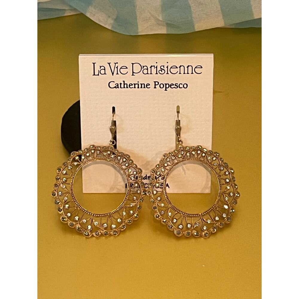 SOLD Catherine Popesco Gold and crystal earrings